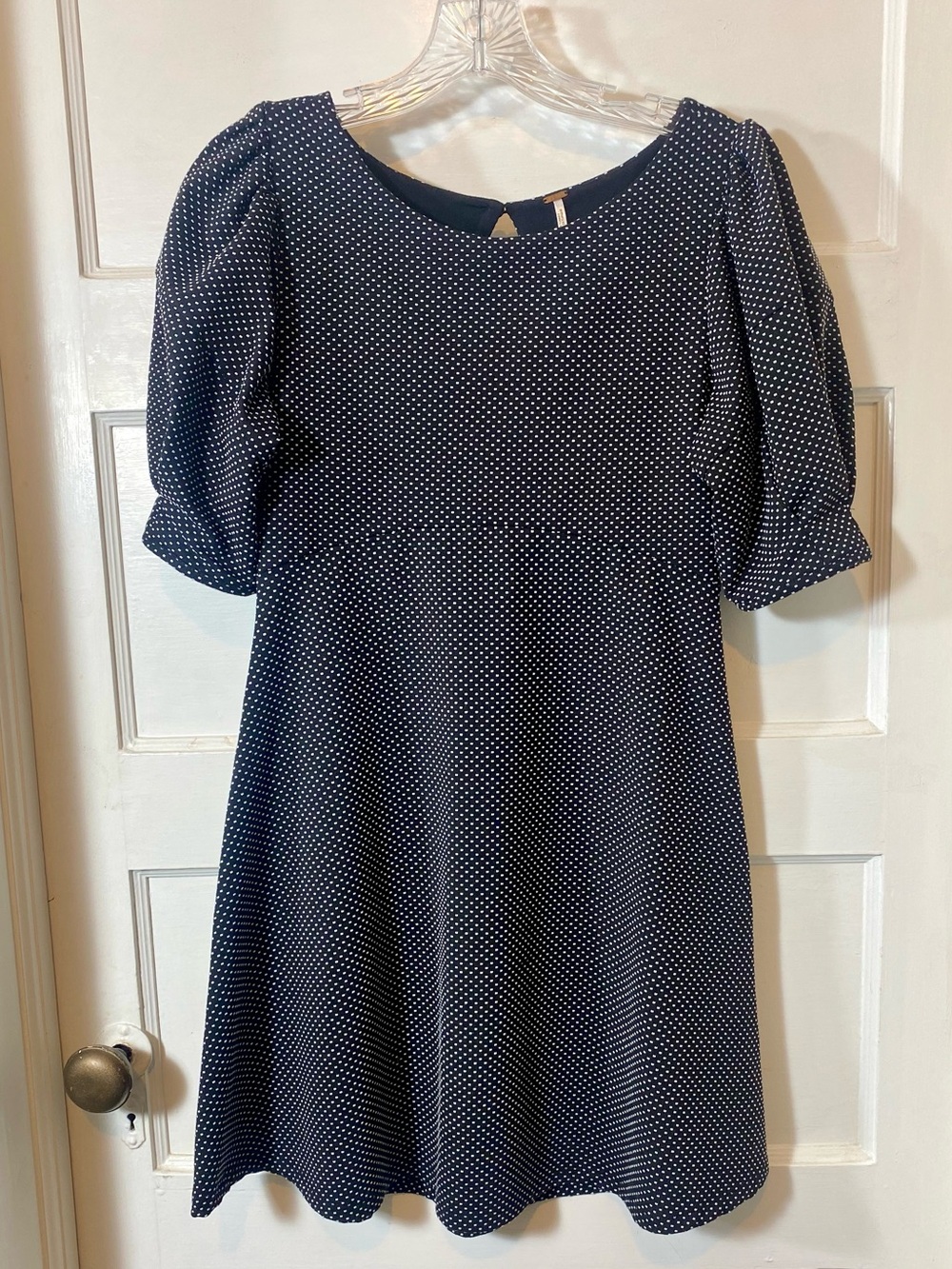 Free People Polka Dot Puff Sleeve Mini Dress Size Small